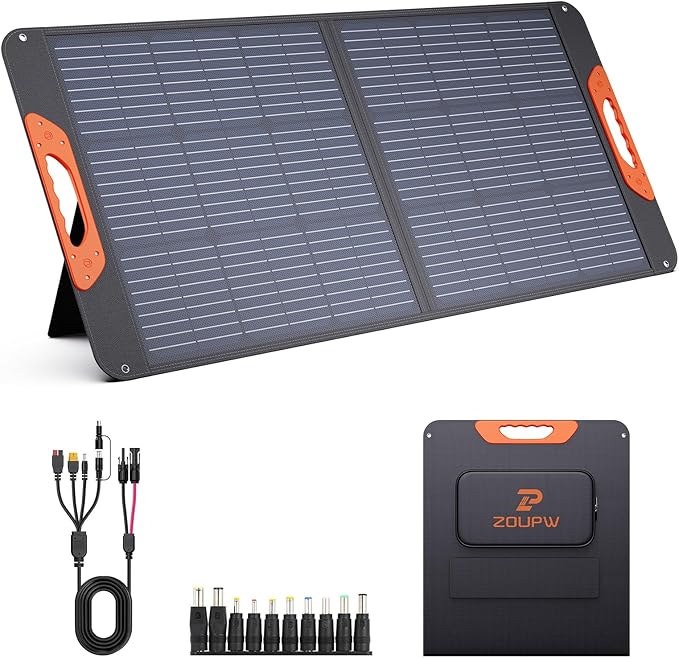 ZOUPW 100W portable solar panel compatible with popular power stations