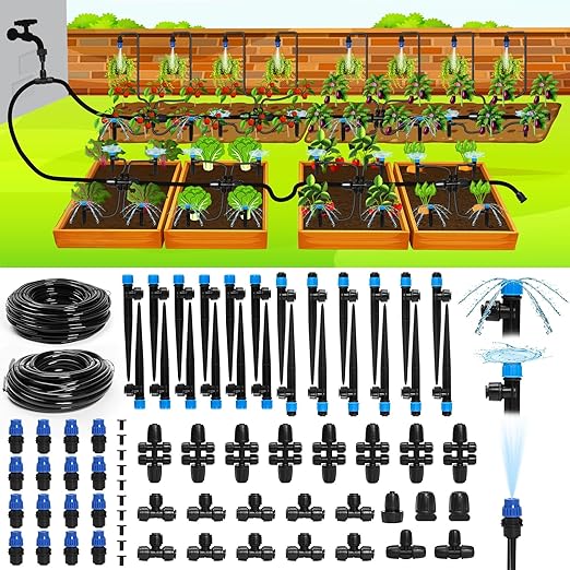 Bonviee 230FT drip irrigation system for multiple raised beds and larger gardens