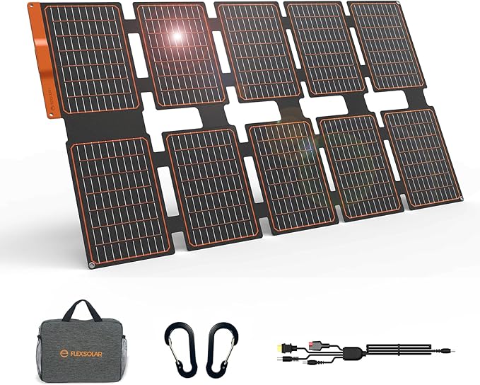 FlexSolar 100W portable solar panel for camping and emergency charging