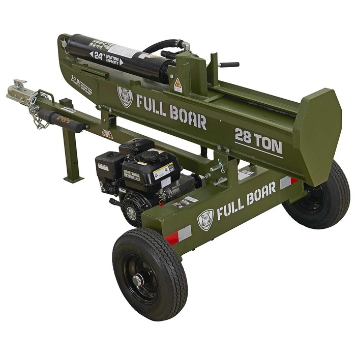 Full Boar 28-ton gas log splitter with 212cc engine for hardwood firewood