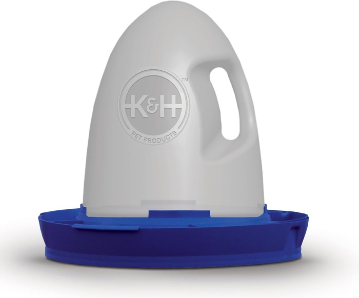 K and H Thermo-Poultry 2.5-gallon heated chicken waterer with open trough