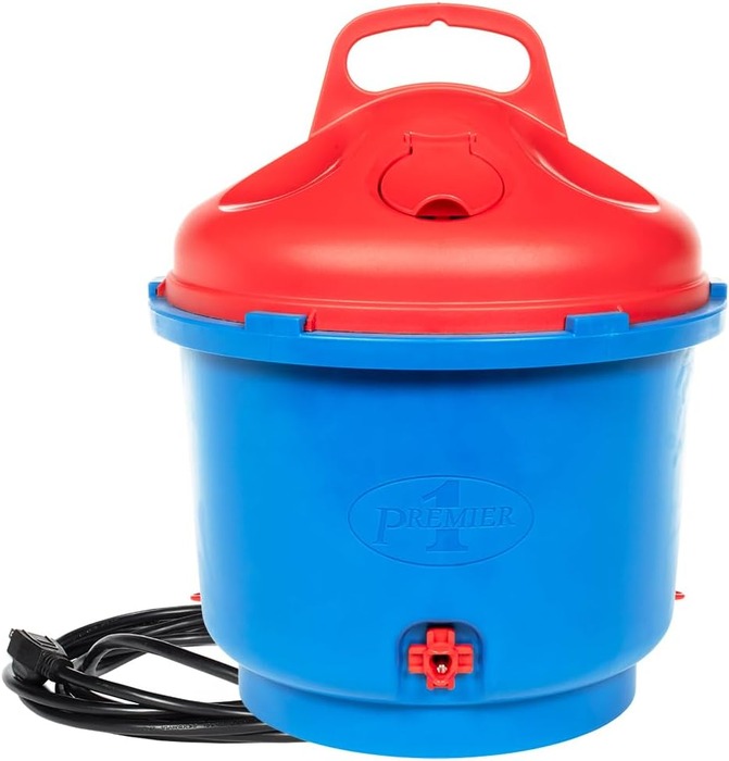 Premier 1 three-gallon all-season heated poultry waterer with recessed nipples